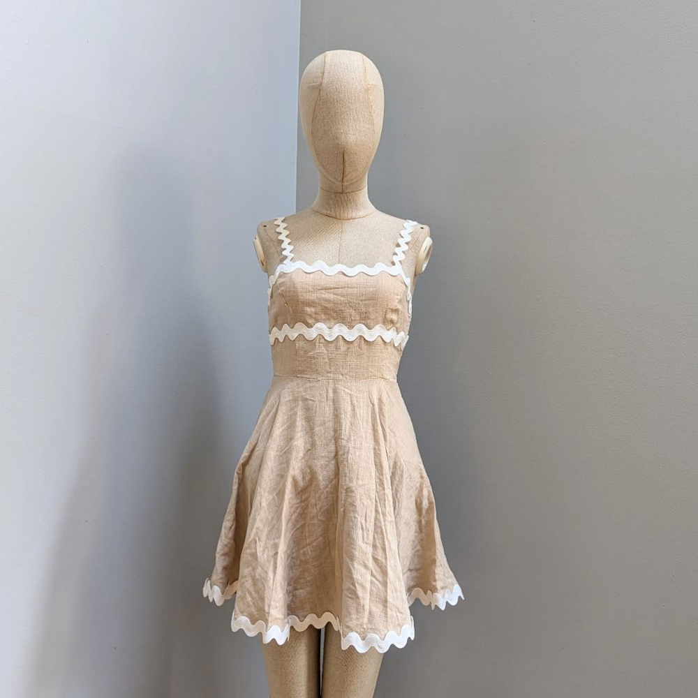 Billy J Lys Mini Dress Beige White Size 8